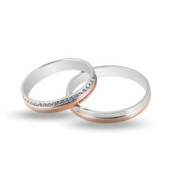 Βέρες Σετ Λευκόχρυσες Ροζ Χρυσές με Ζιργκόν MASCHIO FEMMINA SL63 - themelidisjewels